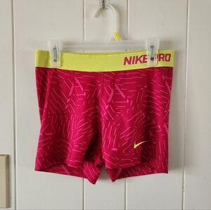 Nike Pro Pink and Yellow Shorts Size M